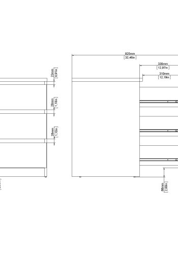 TVILUM Naia byr� - vit h&ouml;gglans, med 3 l�dor