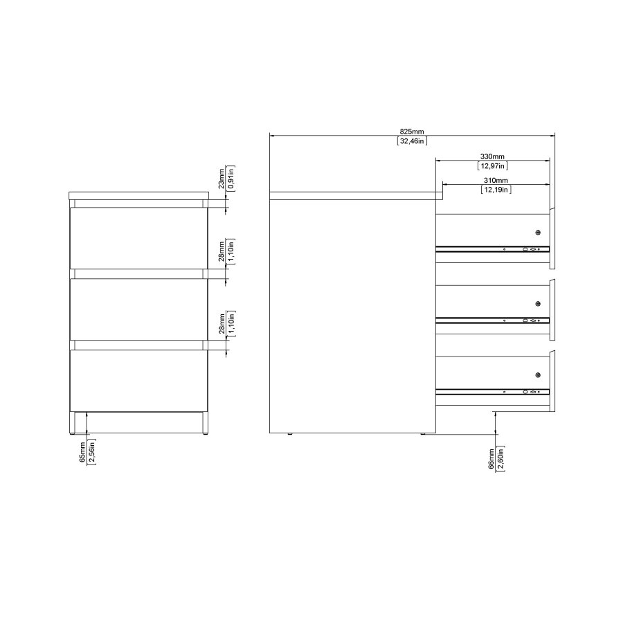 TVILUM Naia byr� - vit h&ouml;gglans, med 3 l�dor