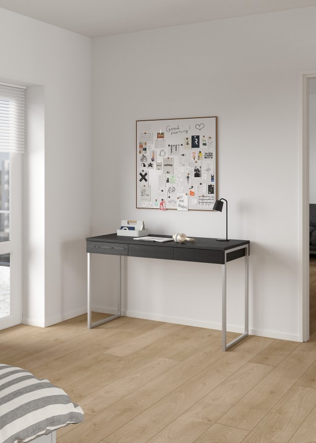 TVILUM Function Plus skrivebord - svart ask, m. 3 skuffer 