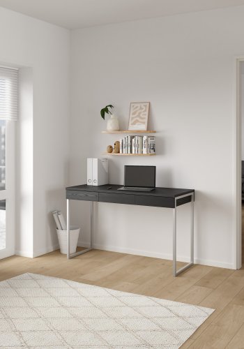 TVILUM Function Plus skrivebord - svart ask, m. 3 skuffer 