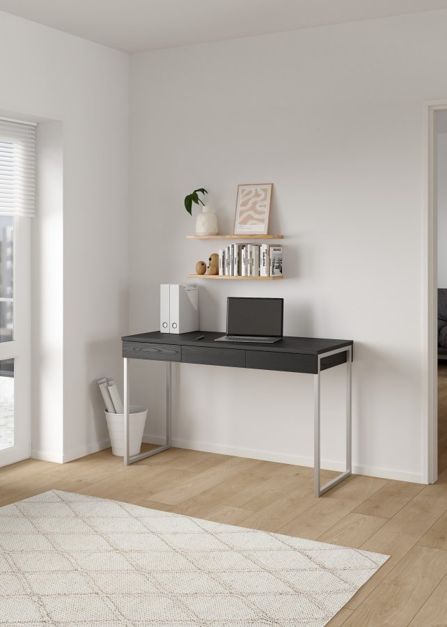 TVILUM Function Plus skrivebord - svart ask, m. 3 skuffer 