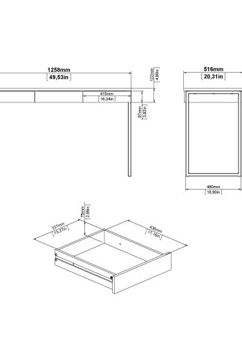 TVILUM Function Plus skrivebord - svart ask, m. 3 skuffer 