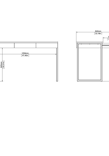 TVILUM Function Plus skrivebord - svart ask, m. 3 skuffer 