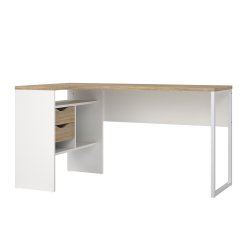 Function Plus hj�rneskrivebord - hvid/egetr�sstruktur, m. 2 skuffer 