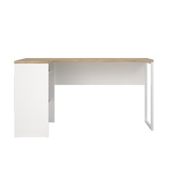 Function Plus hj�rneskrivebord - hvid/egetr�sstruktur, m. 2 skuffer 