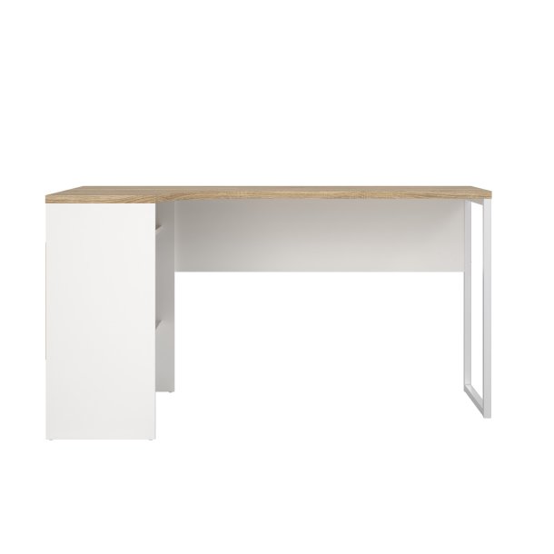 Function Plus hj�rneskrivebord - hvid/egetr�sstruktur, m. 2 skuffer 