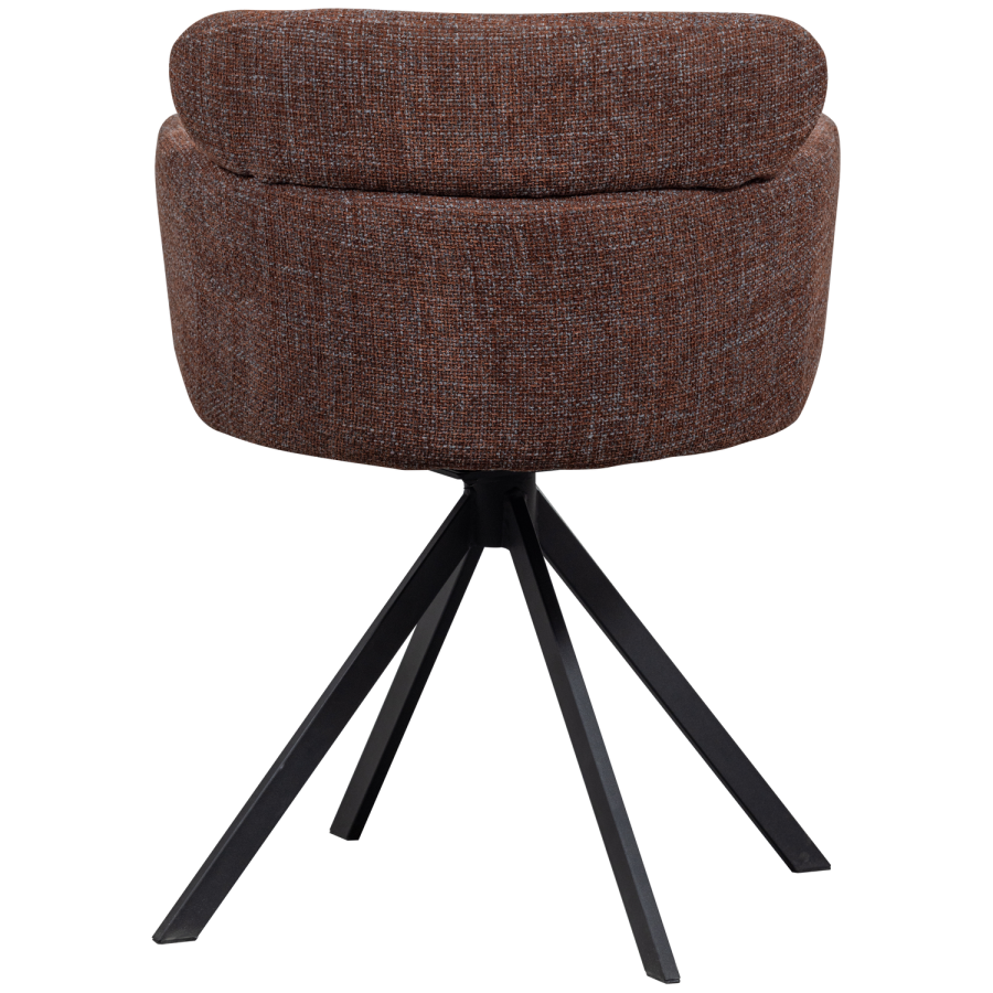 WOOOD Fenne spisebordsstol, m. drejefunktion og armln - kastanje brun stof og sort metal