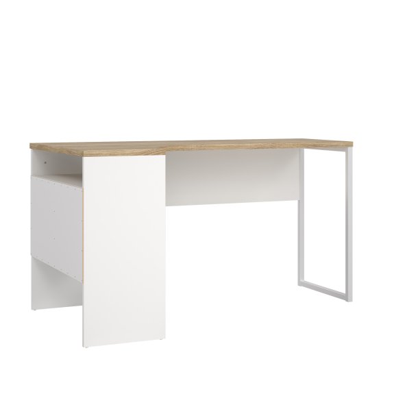 Function Plus hj�rneskrivebord - hvid/egetr�sstruktur, m. 2 skuffer 