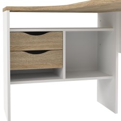 Function Plus hj�rneskrivebord - hvid/egetr�sstruktur, m. 2 skuffer 