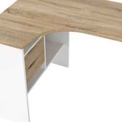 Function Plus hj�rneskrivebord - hvid/egetr�sstruktur, m. 2 skuffer 