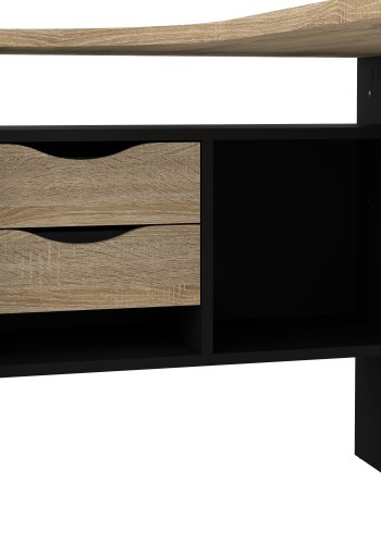 TVILUM Function Plus hj�rneskrivebord - mat sort/egetr�sstruktur, m. 2 skuffer 