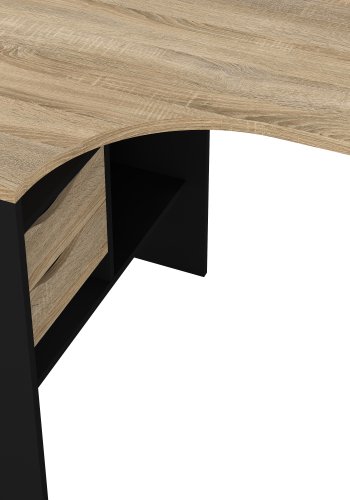 TVILUM Function Plus hj�rneskrivebord - mat sort/egetr�sstruktur, m. 2 skuffer 