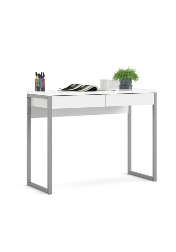TVILUM Function Plus skrivebord - hvid h�jglans, m. 2 skuffer 