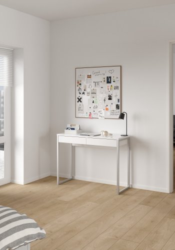 TWILUM Function Plus skrivebord - hvit h�yglans, m. 2 skuffer 