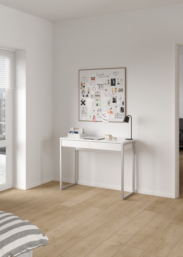 TWILUM Function Plus skrivebord - hvit h�yglans, m. 2 skuffer 