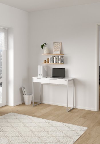 TWILUM Function Plus skrivebord - hvit h�yglans, m. 2 skuffer 