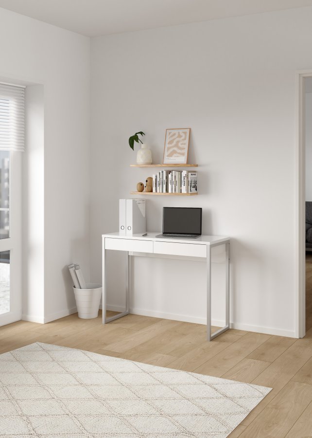 TWILUM Function Plus skrivebord - hvit h�yglans, m. 2 skuffer 