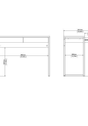 TWILUM Function Plus skrivebord - hvit h�yglans, m. 2 skuffer 