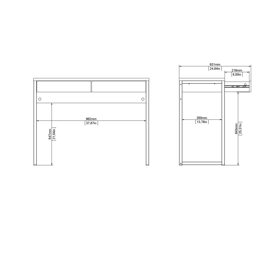 TWILUM Function Plus skrivebord - hvit h�yglans, m. 2 skuffer 