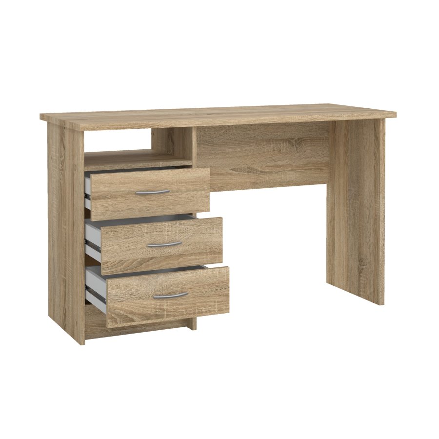 TVILUM Function Plus skrivebord - eikestruktur, m. 3 skuffer 