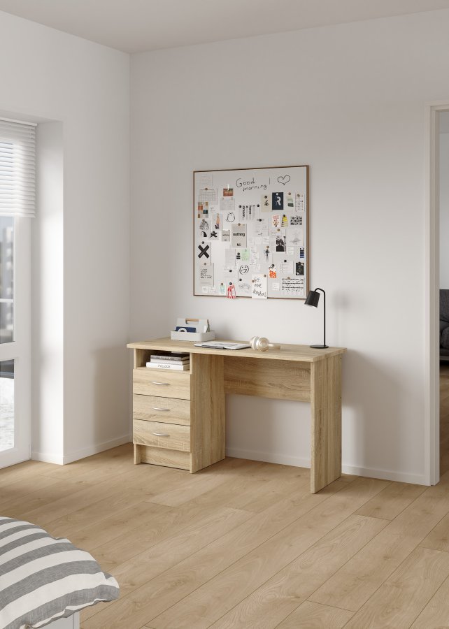 TVILUM Function Plus skrivebord - eikestruktur, m. 3 skuffer 