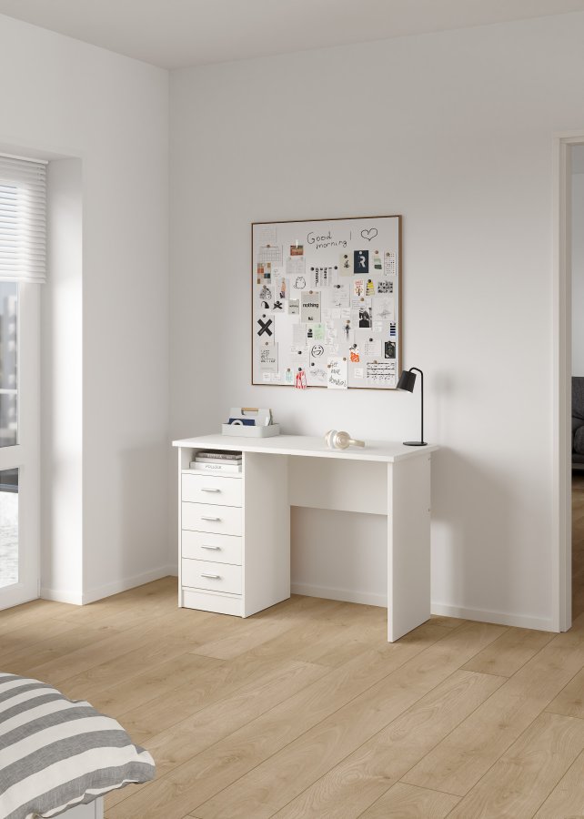 TVILUM Function Plus skrivebord - hvid, m. 4 skuffer