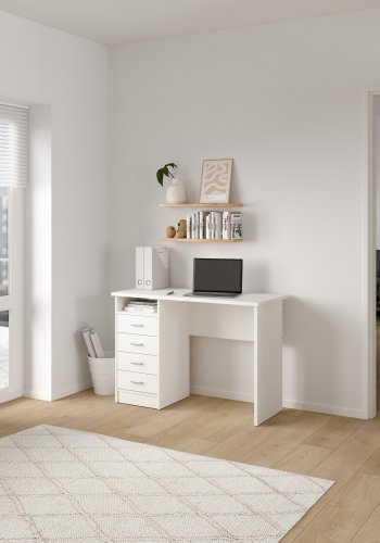TVILUM Function Plus skrivebord - hvid, m. 4 skuffer