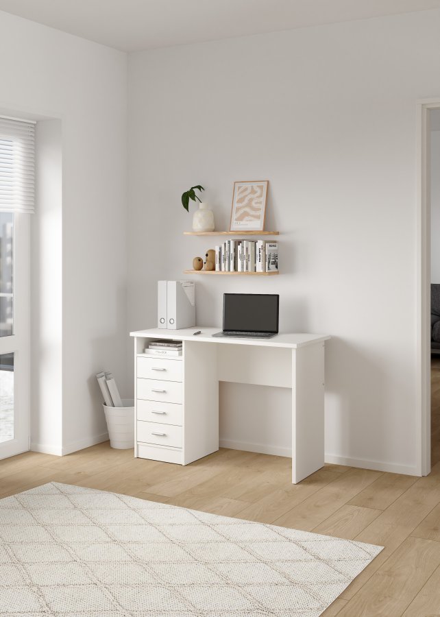 TVILUM Function Plus skrivebord - hvid, m. 4 skuffer