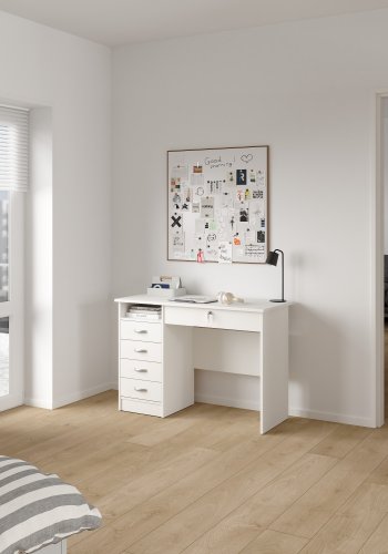 TVILUM Function Plus skrivebord - hvid, m. 5 skuffer 