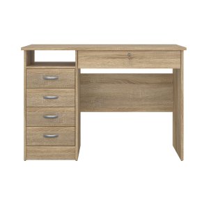 TVILUM Function Plus skrivebord - eikestruktur, m. 5 skuffer