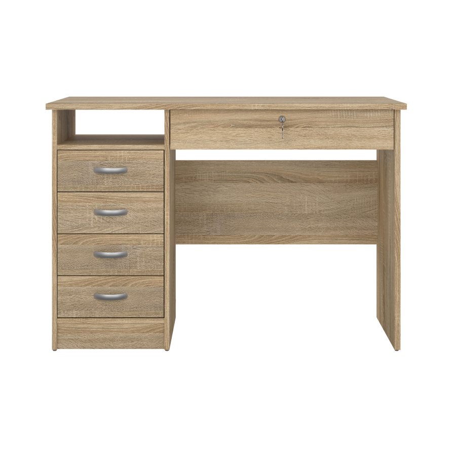 TVILUM Function Plus skrivebord - eikestruktur, m. 5 skuffer