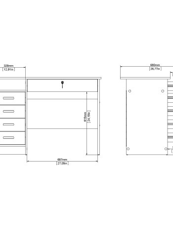 TVILUM Function Plus skrivebord - eikestruktur, m. 5 skuffer