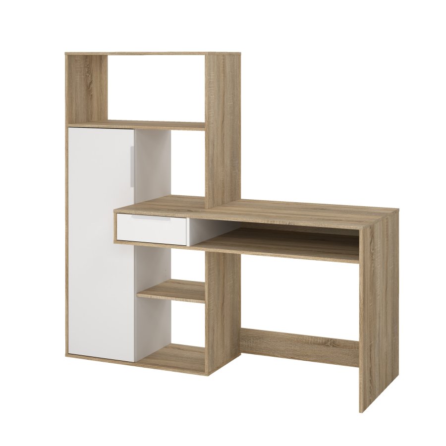 TVILUM Function Plus Skrivbord - Ekstomme / Vit, med 1 Lucka och 1 L�da