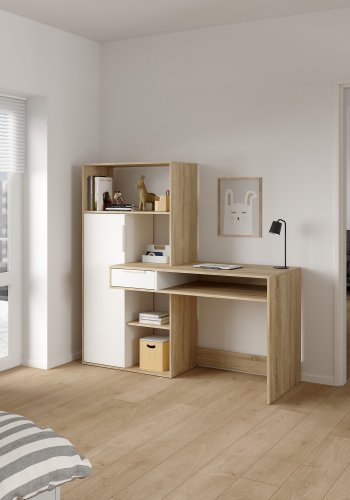 TVILUM Function Plus Skrivbord - Ekstomme / Vit, med 1 Lucka och 1 L�da