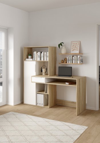 TVILUM Function Plus Skrivbord - Ekstomme / Vit, med 1 Lucka och 1 L�da