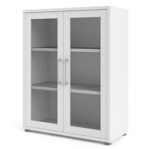 TVILUM Prima kontorreol - hvid/klart glas, m. 2 l�ger 