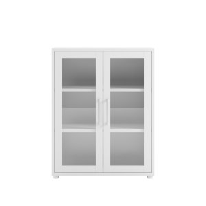 TVILUM Prima Kontorshylla - Vit / Klarglas, med 2 Luckor