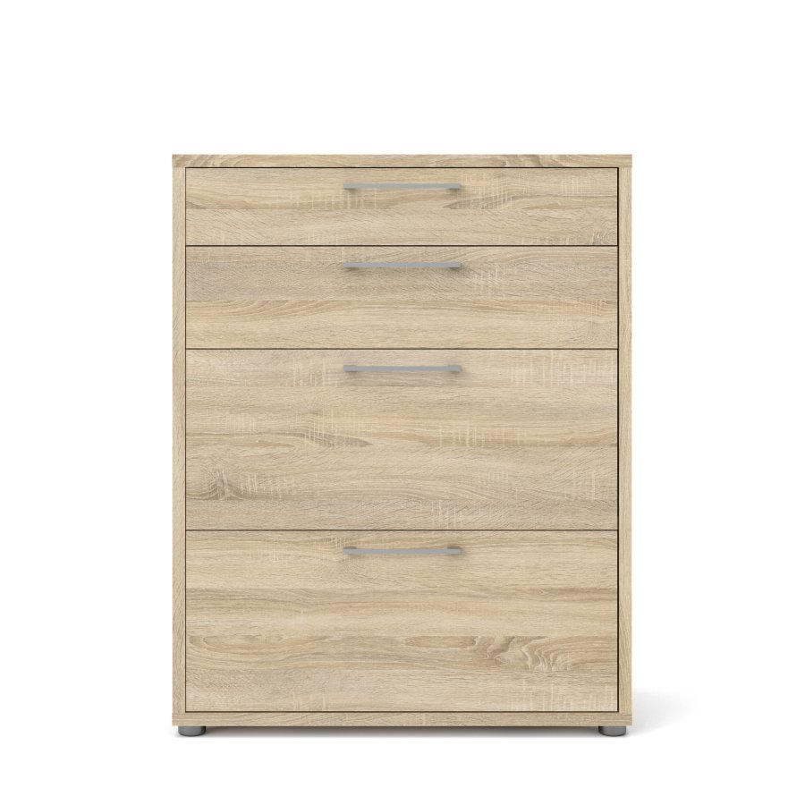 TVILUM Prima kontorkommode - eikestruktur, m. 4 skuffer 