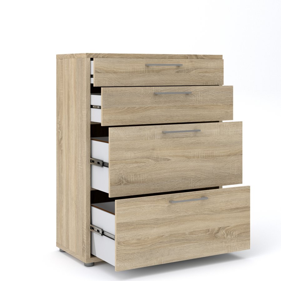 TVILUM Prima kontorkommode - eikestruktur, m. 4 skuffer 