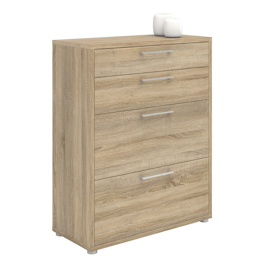 TVILUM Prima kontorkommode - eikestruktur, m. 4 skuffer 