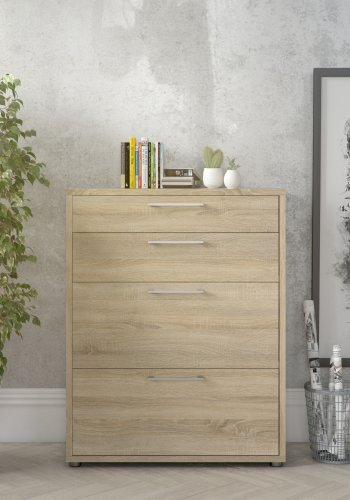 TVILUM Prima kontorkommode - eikestruktur, m. 4 skuffer 