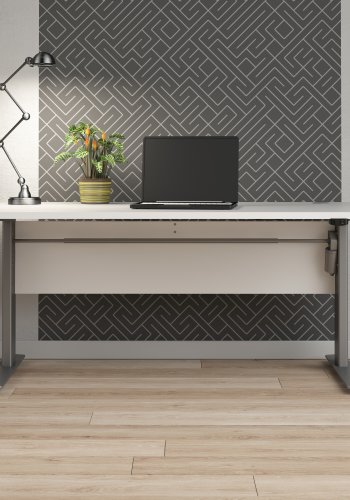 TVILUM Prima hevet senkebord - hvit/s�lvgr� st�l (150x80)