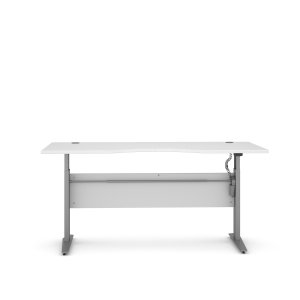 TVILUM Prima hevet senkebord - hvitt og s�lvgr� st�l, rektangul�rt (180x90)