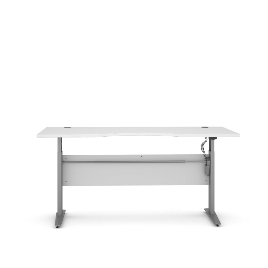 TVILUM Prima H&ouml;j- och S&auml;nkbart Bord - Vitt och Silvergr� St�l, Rektangul&auml;rt (180 x 90 cm)