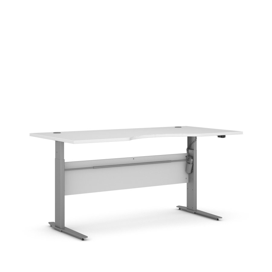 TVILUM Prima H&ouml;j- och S&auml;nkbart Bord - Vitt och Silvergr� St�l, Rektangul&auml;rt (180 x 90 cm)