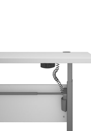 TVILUM Prima H&ouml;j- och S&auml;nkbart Bord - Vitt och Silvergr� St�l, Rektangul&auml;rt (180 x 90 cm)