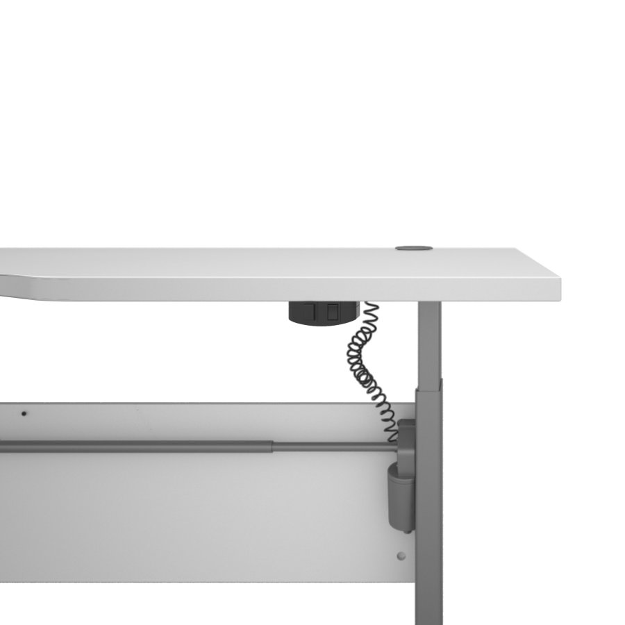 TVILUM Prima H&ouml;j- och S&auml;nkbart Bord - Vitt och Silvergr� St�l, Rektangul&auml;rt (180 x 90 cm)