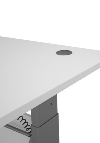 TVILUM Prima H&ouml;j- och S&auml;nkbart Bord - Vitt och Silvergr� St�l, Rektangul&auml;rt (180 x 90 cm)