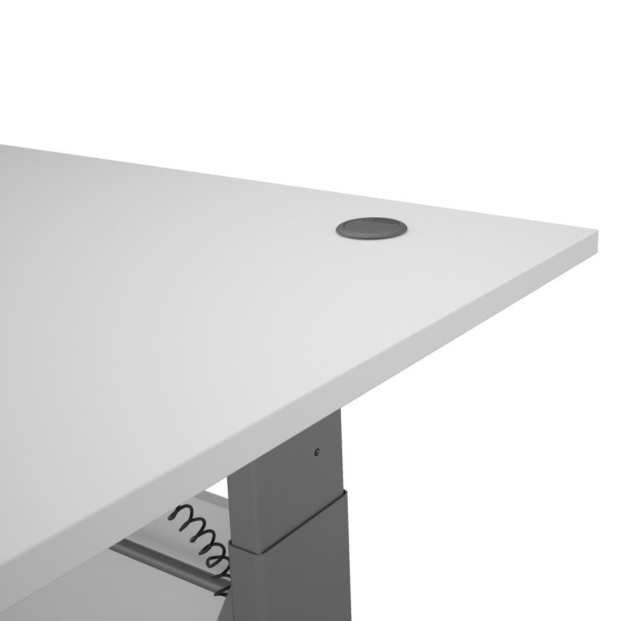 TVILUM Prima H&ouml;j- och S&auml;nkbart Bord - Vitt och Silvergr� St�l, Rektangul&auml;rt (180 x 90 cm)