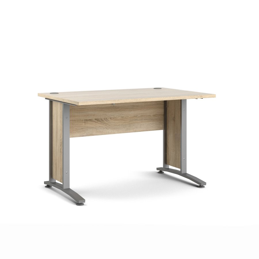 TVILUM Prima skrivebord - eikestruktur/s�lvgr� st�l